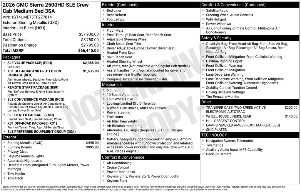 New 2026 GMC Sierra 2500 SLE w/ SLE Value Package; AWD/4WD image 52