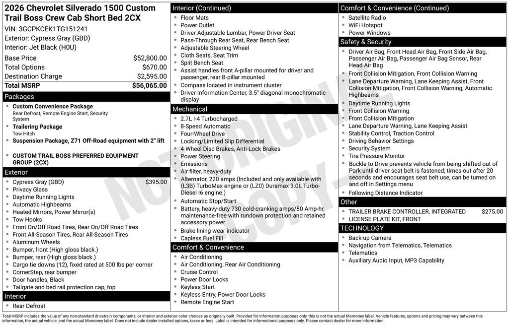 New 2026 Chevrolet Silverado 1500 Custom Trail Boss image 18