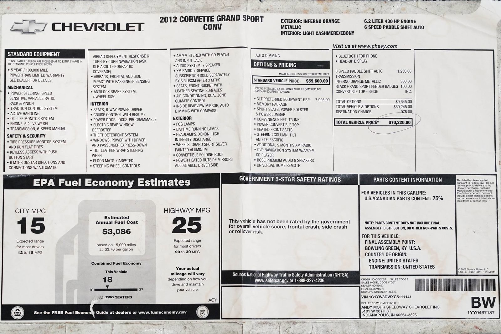 Used 2012 Chevrolet Corvette Grand Sport w/ 3LT Preferred Equipment Group image 36