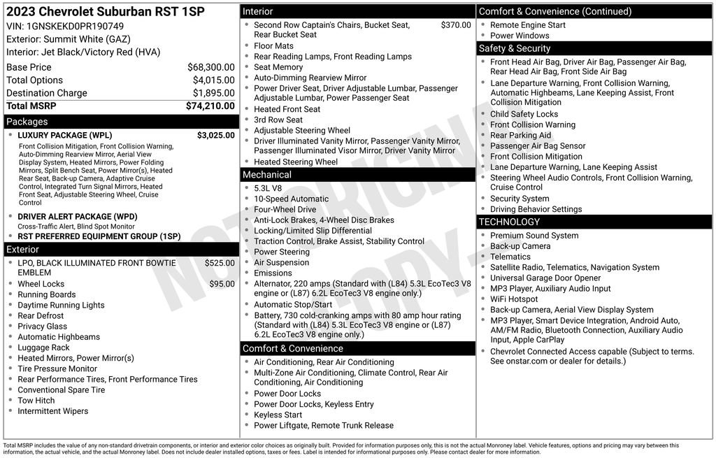 Used 2023 Chevrolet Suburban RST w/ Luxury Package AWD/4WD image 5