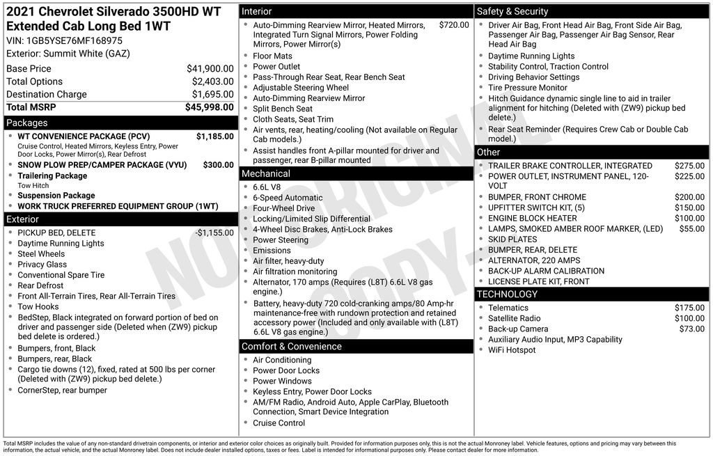 Used 2021 Chevrolet Silverado 3500 W/T w/ WT Convenience Package AWD/4WD image 33