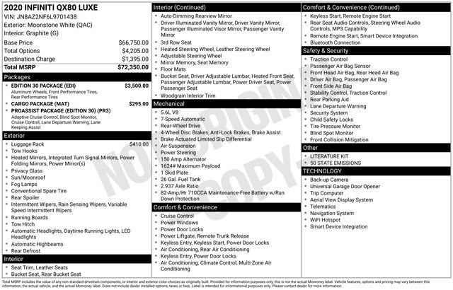 Used 2020 INFINITI QX80 Luxe w/ Edition 30 Package image 10