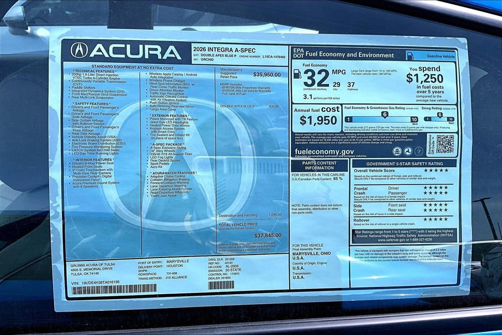 New 2026 Acura Integra A-Spec FWD image 40