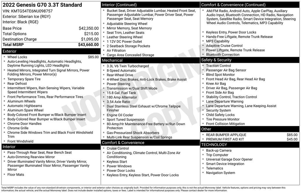 Used 2022 Genesis G70 3.3T image 4