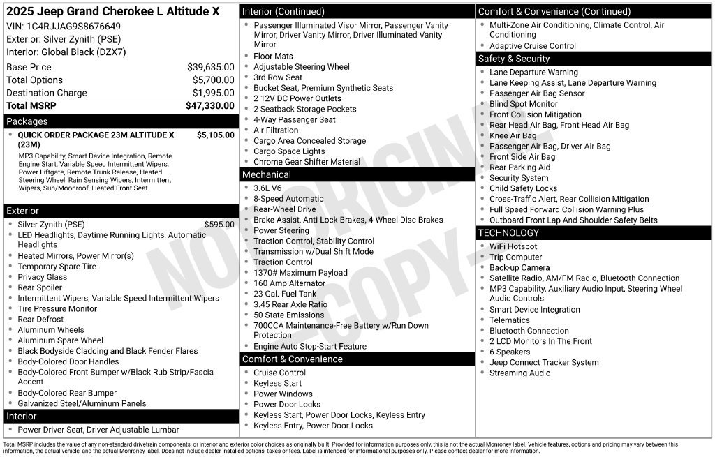 Used 2025 Jeep Grand Cherokee L Altitude RWD image 1