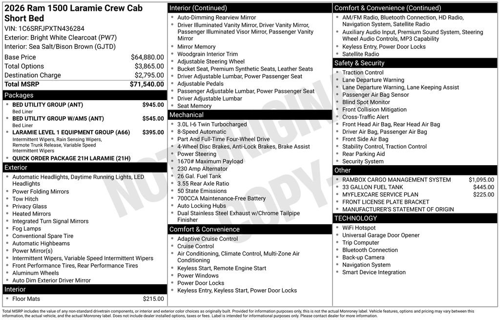 New 2026 RAM 1500 Laramie w/ Bed Utility Group AWD/4WD image 6