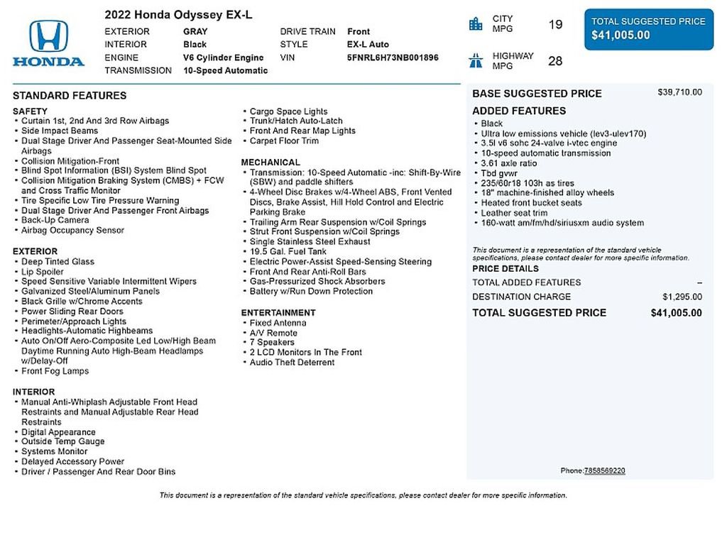 Used 2022 Honda Odyssey EX-L image 2