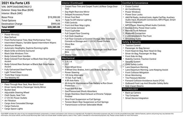 Certified 2021 Kia Forte LXS image 14