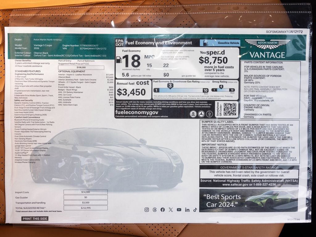 New 2026 Aston Martin V8 Vantage S RWD image 54