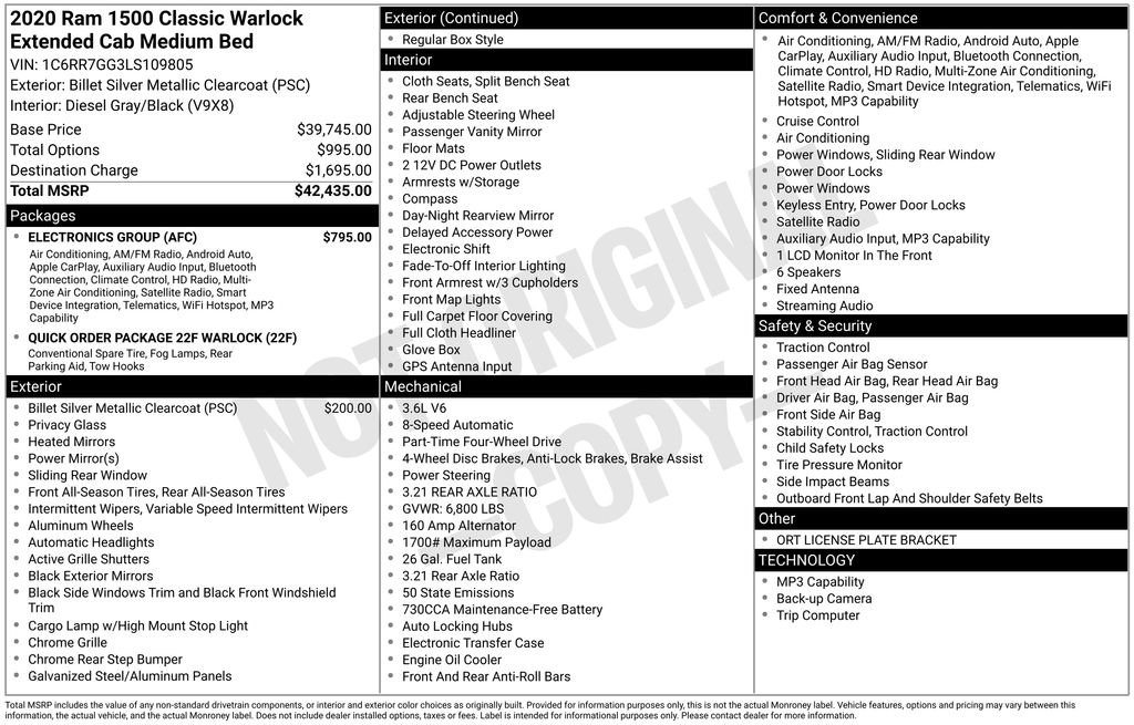 Used 2020 RAM 1500 Classic Warlock w/ Electronics Group AWD/4WD image 38