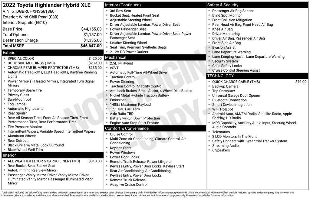 Used 2022 Toyota Highlander XLE AWD/4WD image 2