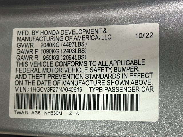 Certified 2022 Honda Accord Sport image 32