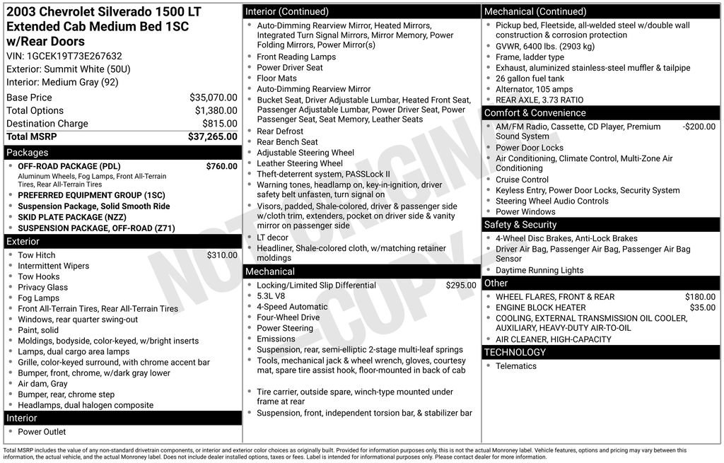 Used 2003 Chevrolet Silverado 1500 LT w/ Off-Road Package AWD/4WD image 5