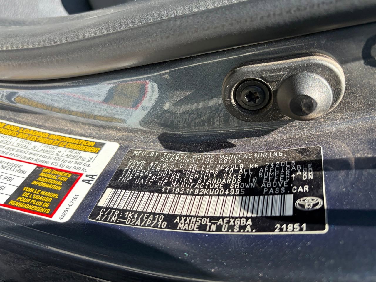 Used 2019 Toyota Avalon XLE w/ Carpet Mat Package FWD image 13