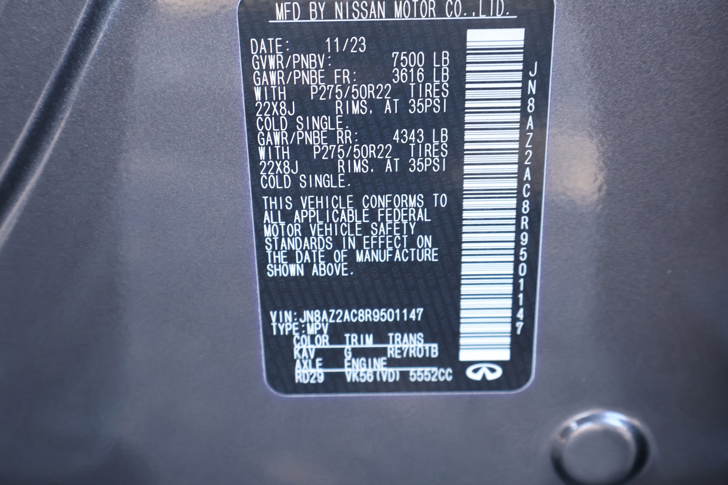 Certified 2024 INFINITI QX80 Premium Select w/ Cargo Package image 31