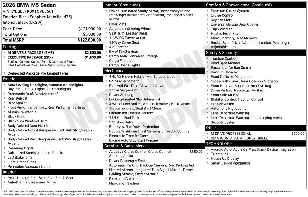 New 2026 BMW M5 w/ M Driver's Package image 2