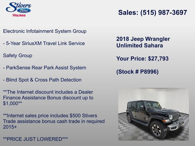 Used 2018 Jeep Wrangler Unlimited Sahara w/ Dual Top Group AWD/4WD image 28