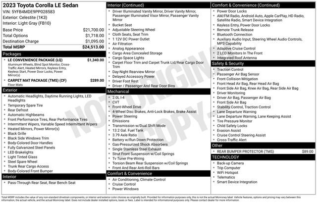 Used 2023 Toyota Corolla LE w/ LE Convenience Package image 7