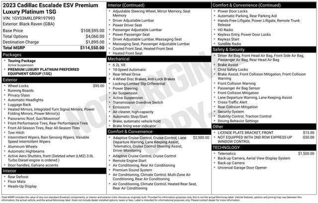 Used 2023 Cadillac Escalade ESV Premium Luxury Platinum RWD image 35
