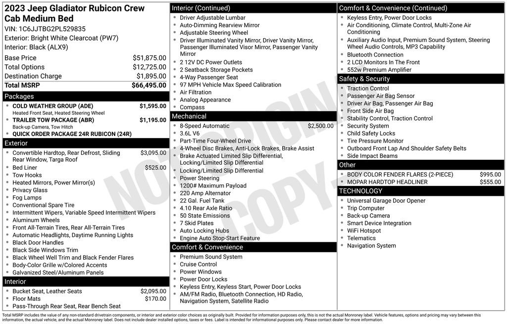 Used 2023 Jeep Gladiator Rubicon w/ Cold Weather Group AWD/4WD image 7
