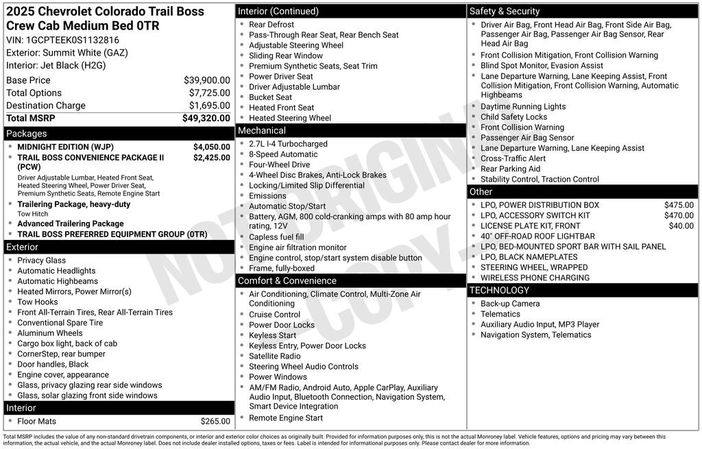 New 2025 Chevrolet Colorado Trail Boss w/ Midnight Edition image 10
