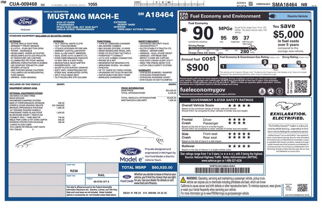 Certified 2025 Ford Mustang Mach-E GT w/ Bronze Appearance Package AWD/4WD image 5