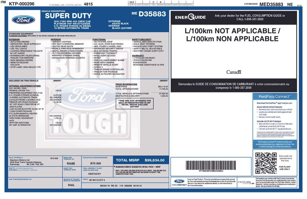 Certified 2021 Ford F350 Platinum w/ Tremor Off-Road Package image 19