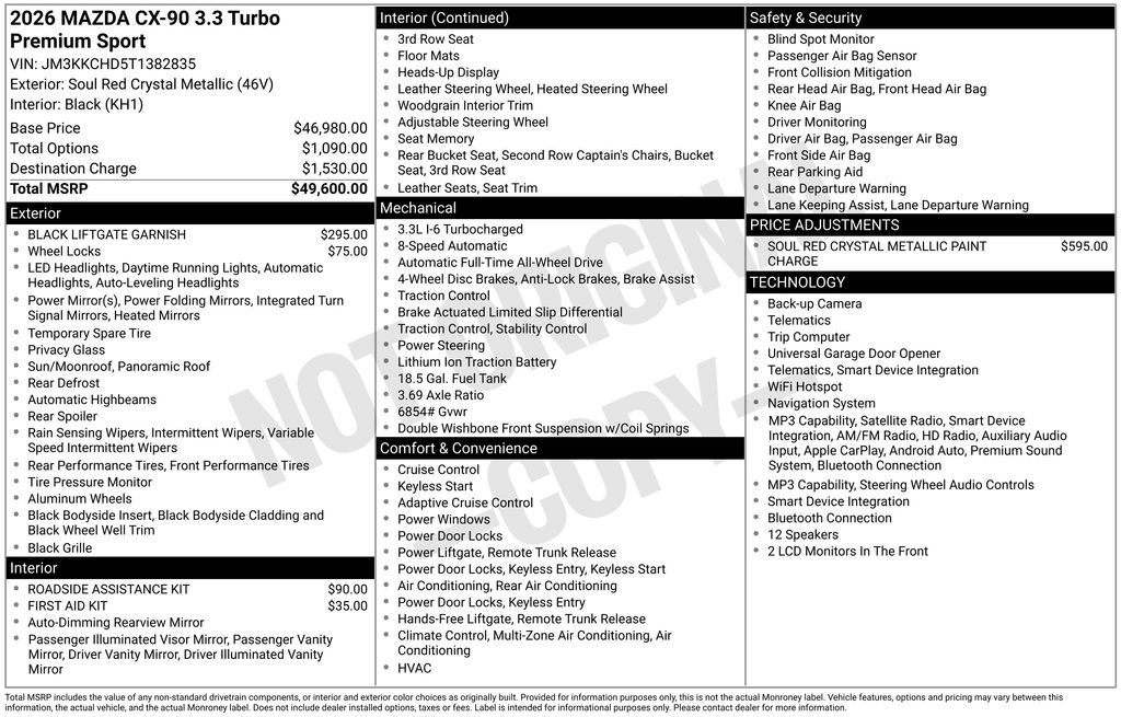New 2026 MAZDA CX-90 3.3 Turbo w/ Premium Sport Pkg image 34