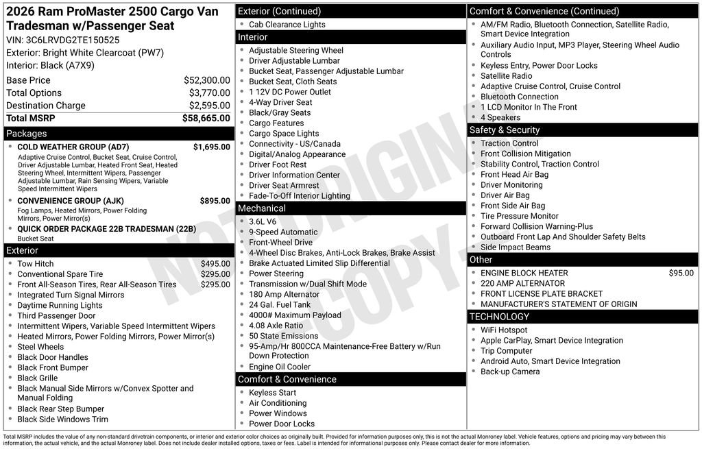 New 2026 RAM ProMaster 2500 w/ Cold Weather Group image 8
