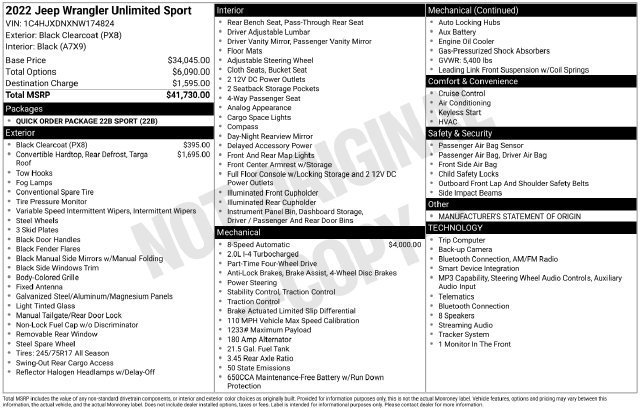 Used 2022 Jeep Wrangler Unlimited Sport AWD/4WD image 31