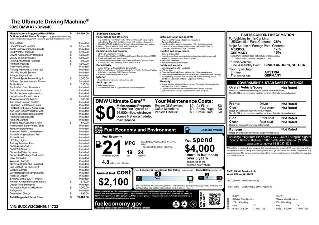 Used 2022 BMW X7 xDrive40i w/ Premium Package image 3