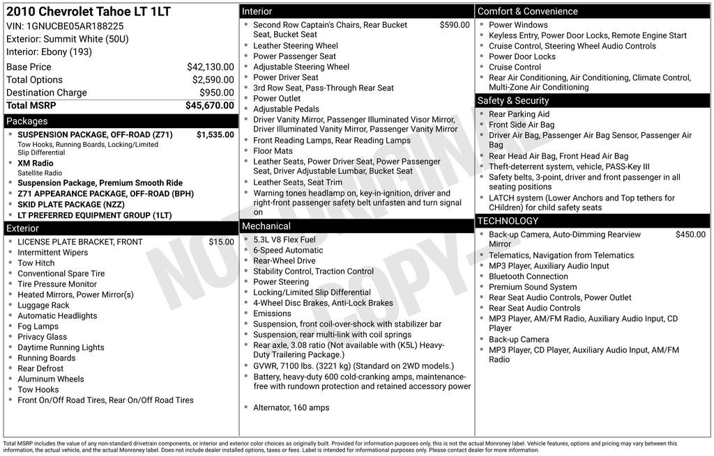 Used 2010 Chevrolet Tahoe LT w/ Suspension Package, Off-Road image 10