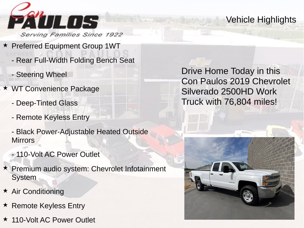 Used 2019 Chevrolet Silverado 2500 W/T w/ WT Convenience Package AWD/4WD image 8