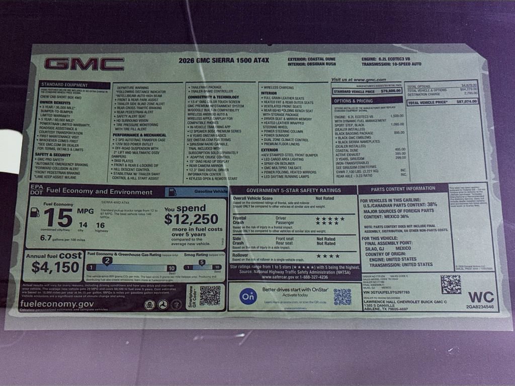 New 2026 GMC Sierra 1500 AT4X w/ LPO, Black Badging Package AWD/4WD image 20