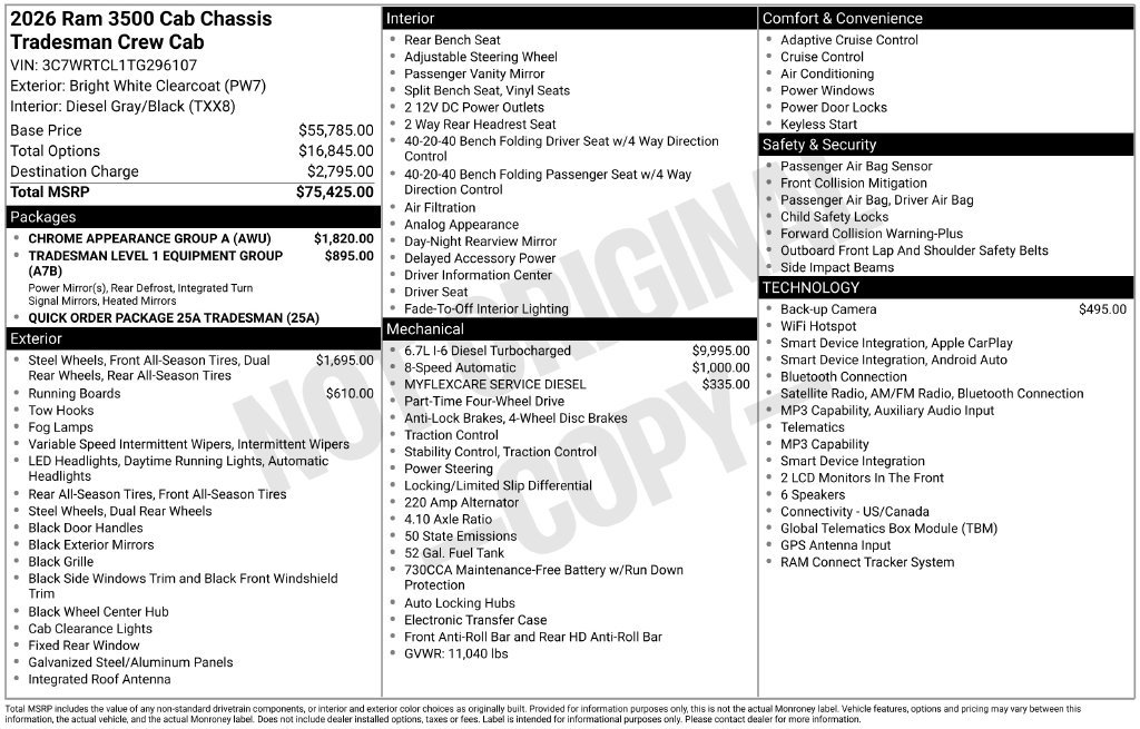 New 2026 RAM 3500 Tradesman w/ Chrome Appearance Group A AWD/4WD image 7