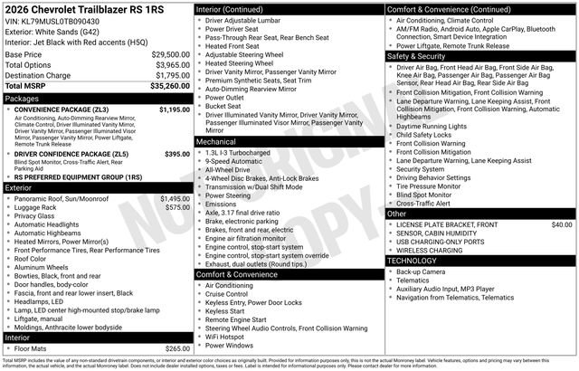 New 2026 Chevrolet TrailBlazer RS w/ Convenience Package image 14