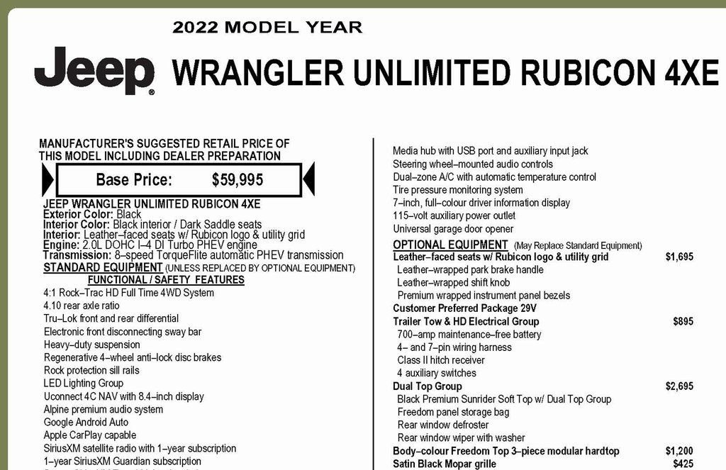 Used 2022 Jeep Wrangler Unlimited Rubicon 4xe w/ Dual Top Group image 3
