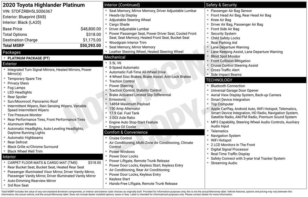 Used 2020 Toyota Highlander Platinum AWD/4WD image 16