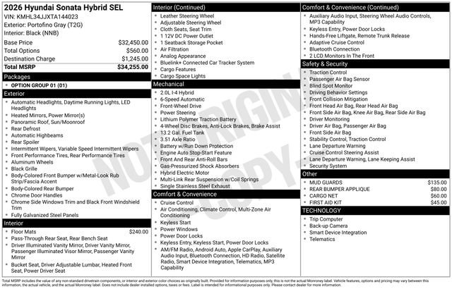 New 2026 Hyundai Sonata SEL FWD image 39