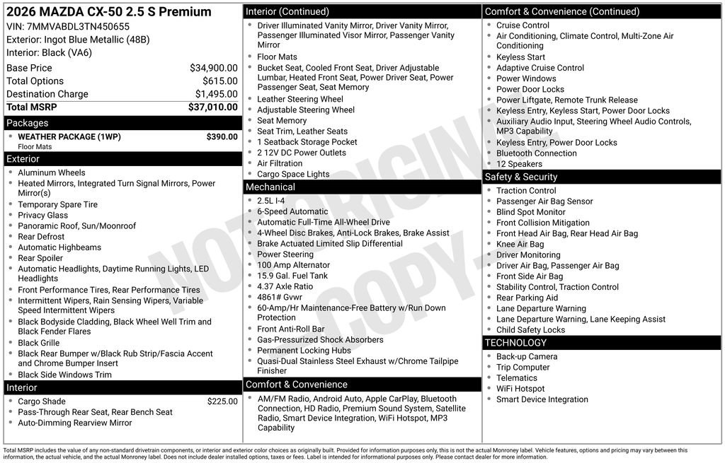 Certified 2026 MAZDA CX-50 AWD 2.5 S w/ Weather Package image 7
