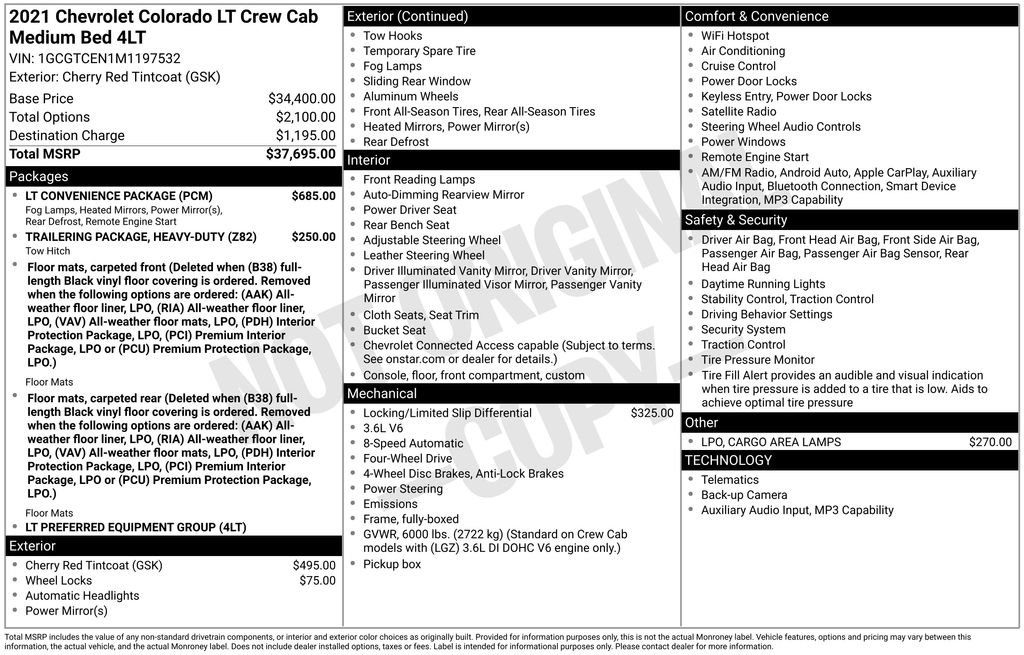 Used 2021 Chevrolet Colorado LT w/ LT Convenience Package AWD/4WD image 11