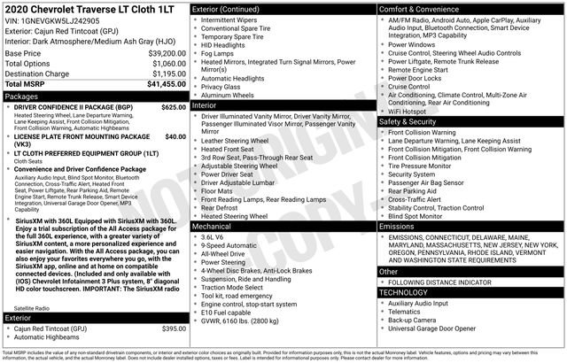 Used 2020 Chevrolet Traverse LT w/ Driver Confidence II Package image 5