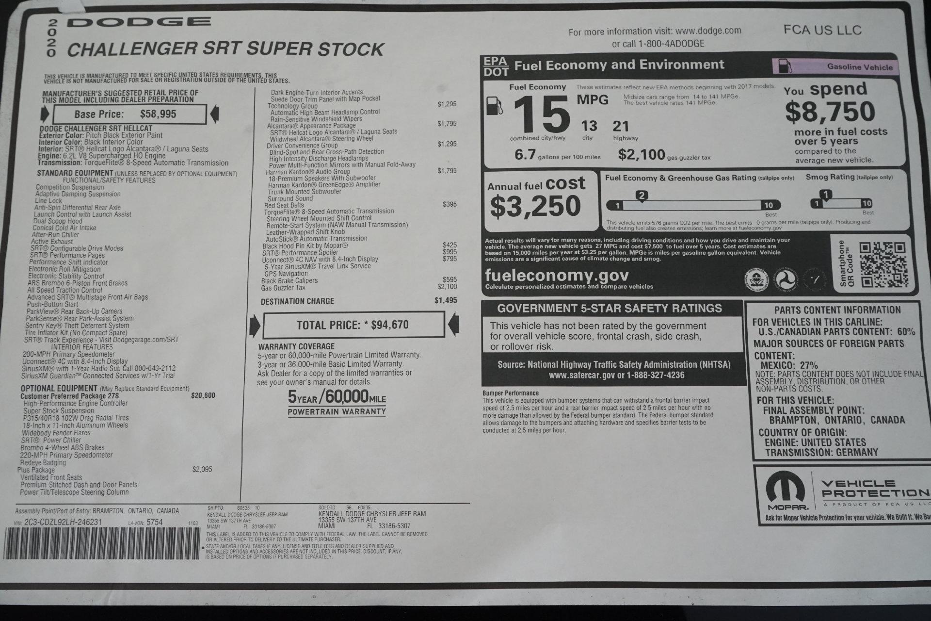 Used 2020 Dodge Challenger SRT Super Stock RWD image 27