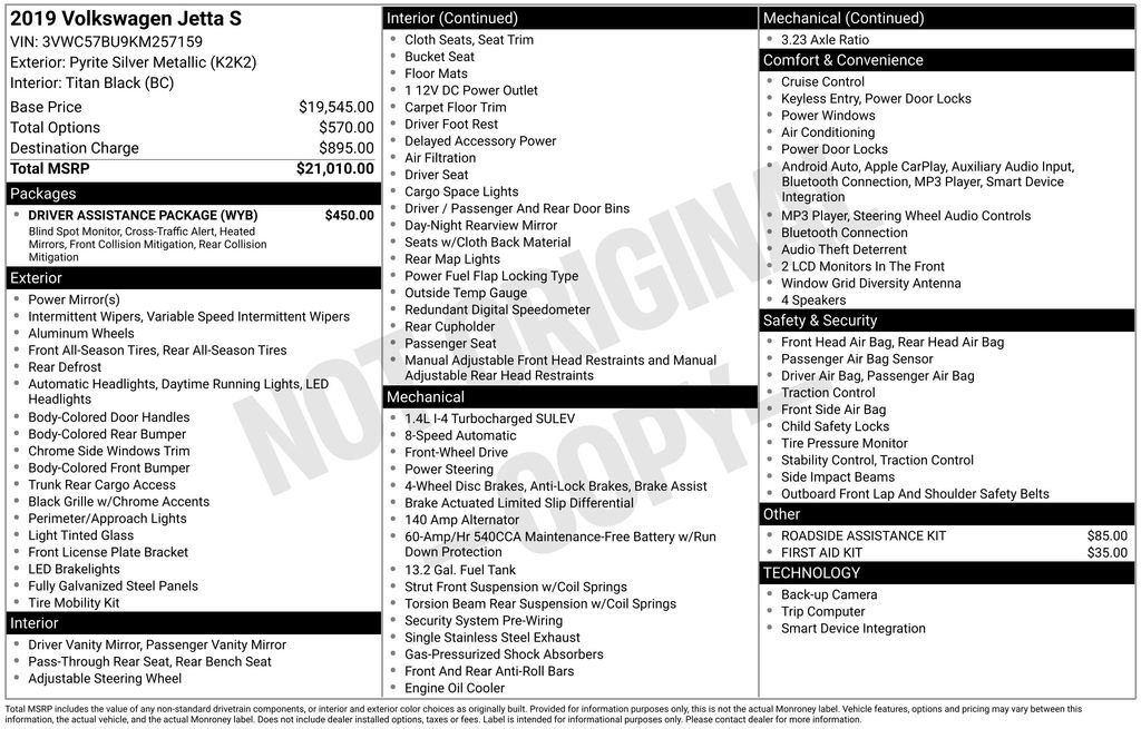 Used 2019 Volkswagen Jetta S w/ Driver Assistance Package image 41