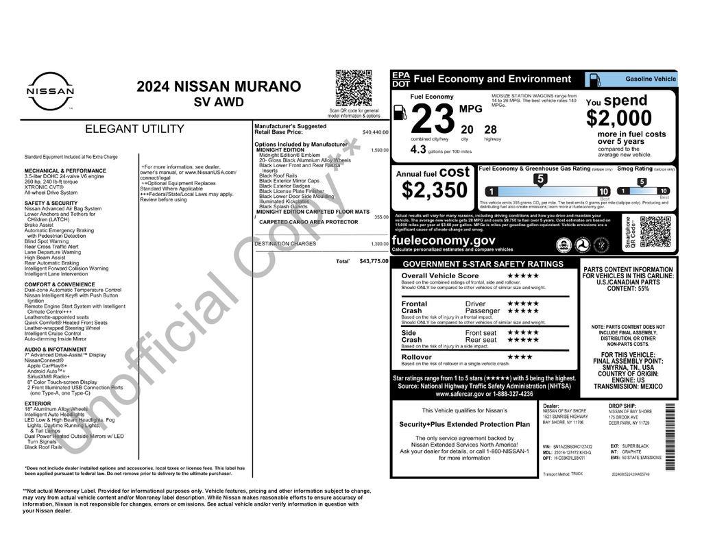 Used 2024 Nissan Murano SV w/ SV Midnight Edition Package image 17
