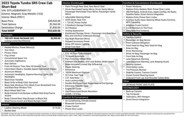 Used 2023 Toyota Tundra SR5 w/ TRD Off-Road Package AWD/4WD image 40