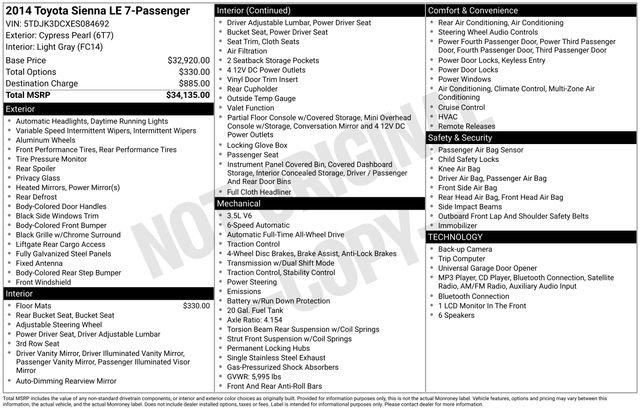 Used 2014 Toyota Sienna LE AWD/4WD image 32