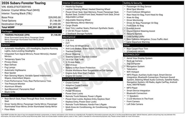 Used 2026 Subaru Forester Touring w/ Touring Package AWD/4WD image 26
