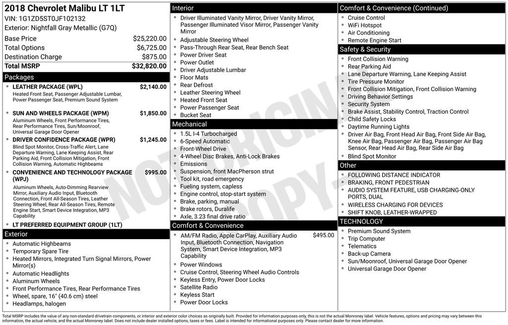Used 2018 Chevrolet Malibu LT w/ Leather Package FWD image 8