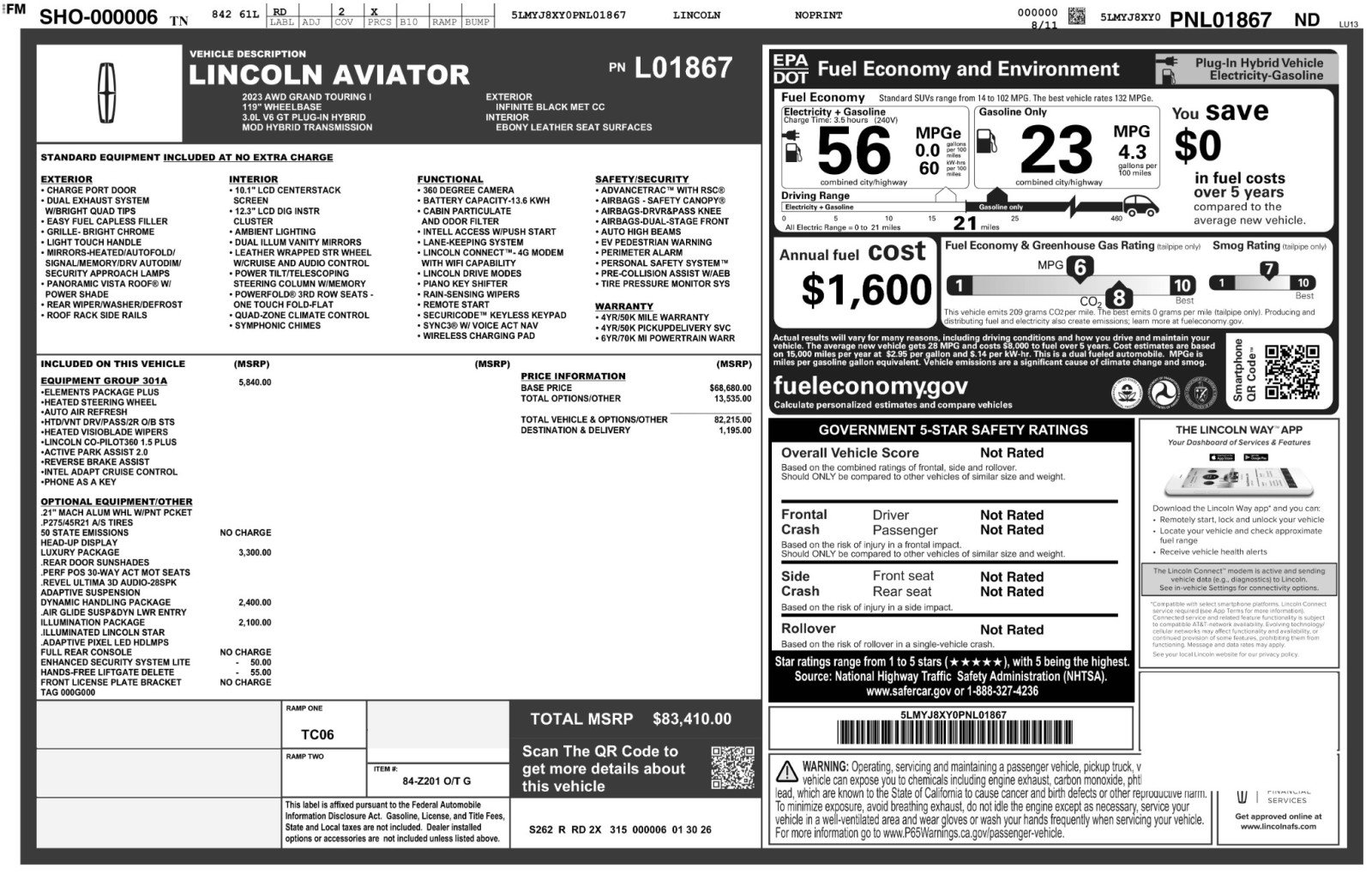 Used 2023 Lincoln Aviator Grand Touring w/ Equipment Group 301A image 59